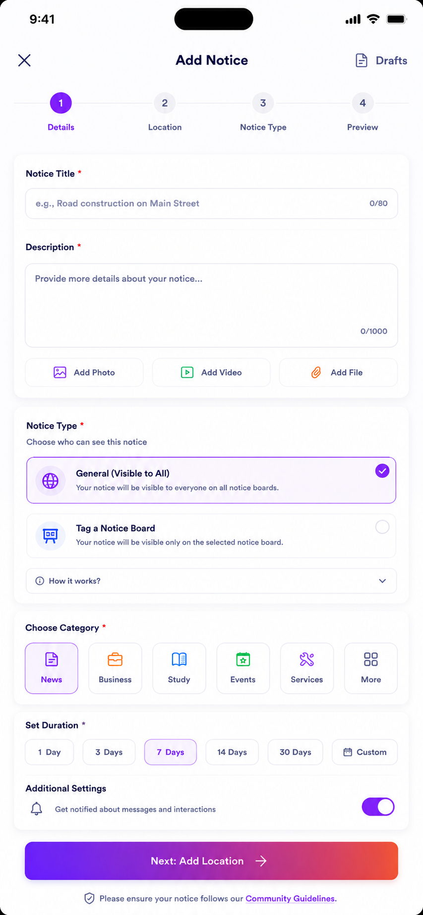 PinHub Add Notice